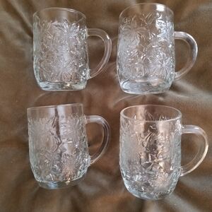 Princess House Elegant Clear Glass Mugs Set Of 4